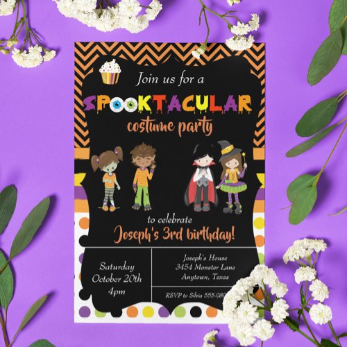 Costume Halloween Birthday Party Child Trick Treat Invitation