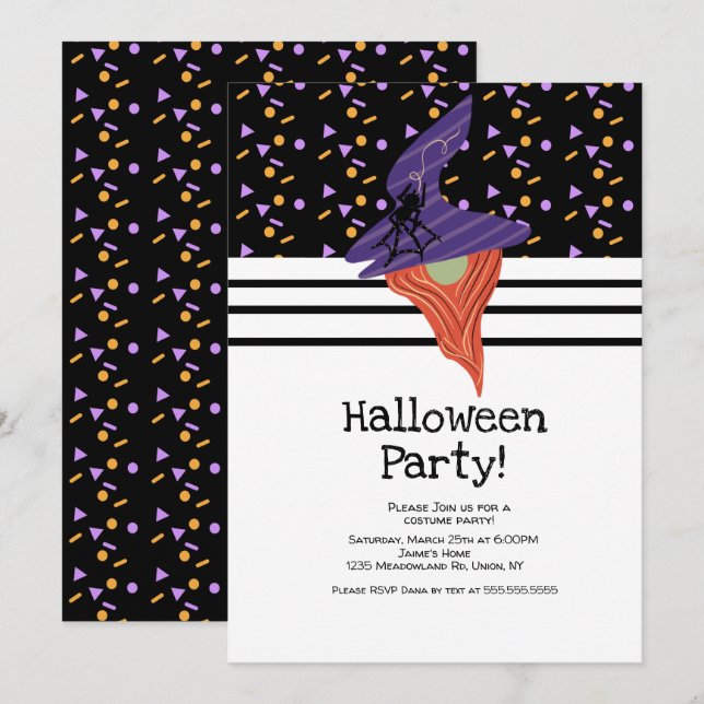 Costume Halloween Party Gnome Doodles Confetti Invitation (Front/Back)