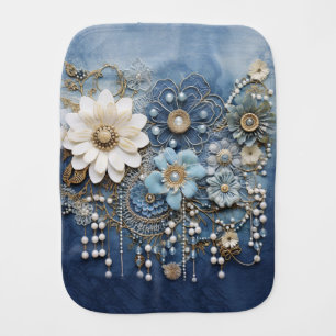 Costume jewellery on Blue Denim Baby Burp Cloth