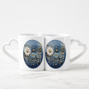 Costume jewellery on bue Denim Coffee Mug Set