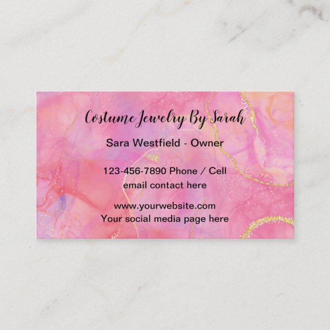Costume Jewelry Maker Business Cards (Front)