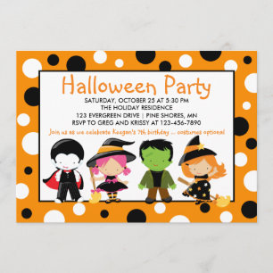 Costume Kids Halloween Party Invitations