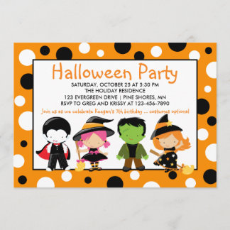 Costume Kids Halloween Party Invitations