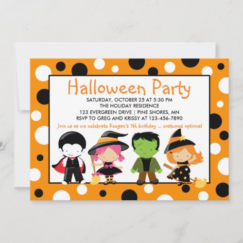 Costume Kids Halloween Party Invitations