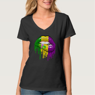Costume Lips Women Fleur De Lis Mardi Gras T-Shirt