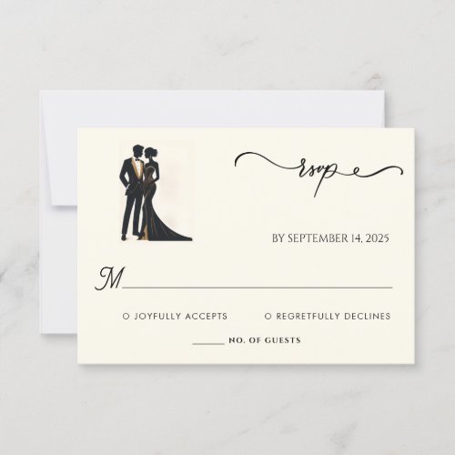 Costume Men Adult Tuxedo Bold Black Tie Wedding RSVP Card