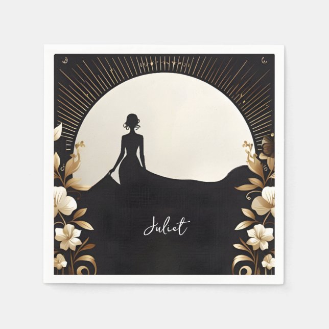 Costume Men Tuxedo Bold Black Tie Bridal Shower Napkins (Front)