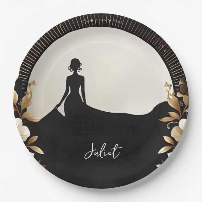 Costume Men Tuxedo Bold Black Tie Bridal Shower Paper Plates (Front)
