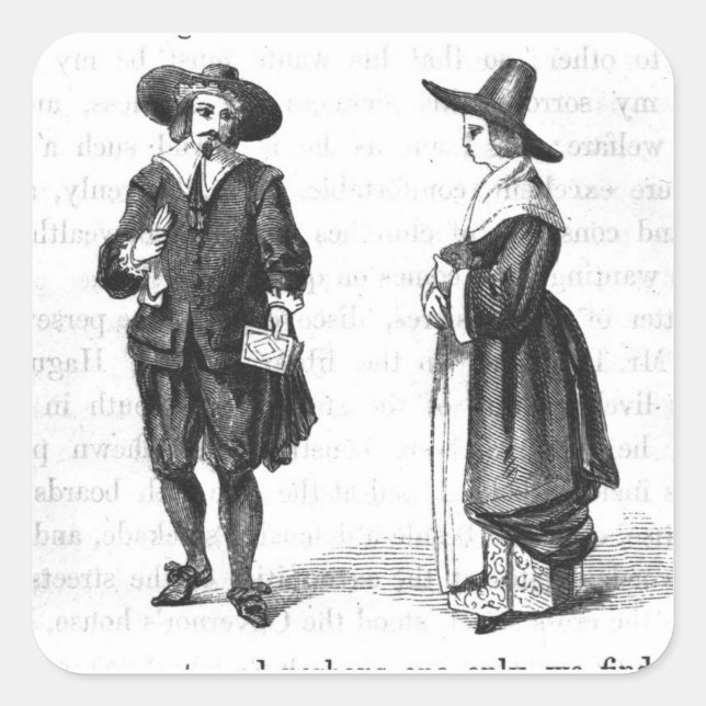 Costume of the Pilgrims Square Sticker (Front)