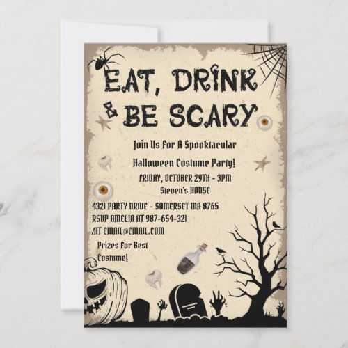 Costume Old And Vintage Party Halloween Invitation
