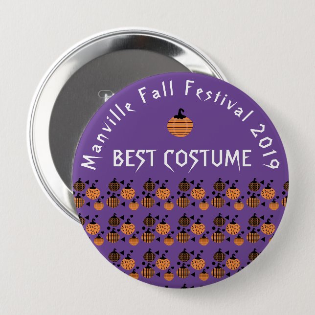 Costume Party Best Costume | Geometric Pumpkin Art Button (Front & Back)