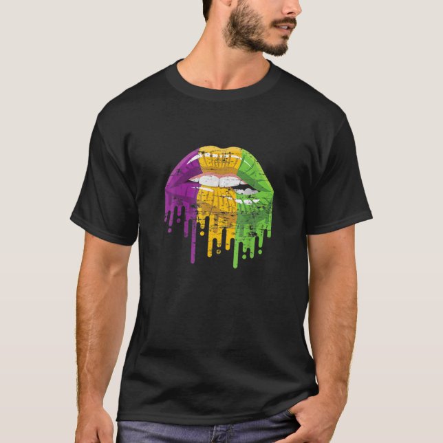Costume Party Carnival Parade Women Lips Mardi Gra T-Shirt (Front)