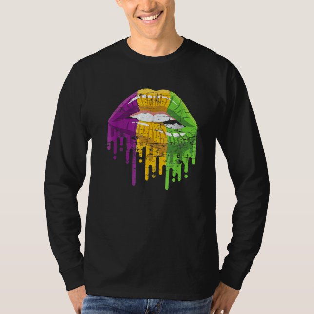 Costume Party Carnival Parade Women Lips Mardi Gra T-Shirt (Front)