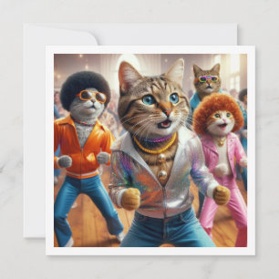 Costume party, Disco Dance party, cat Invitation