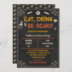 Costume Party Halloween, Eat Drink & Be Scary Invitation