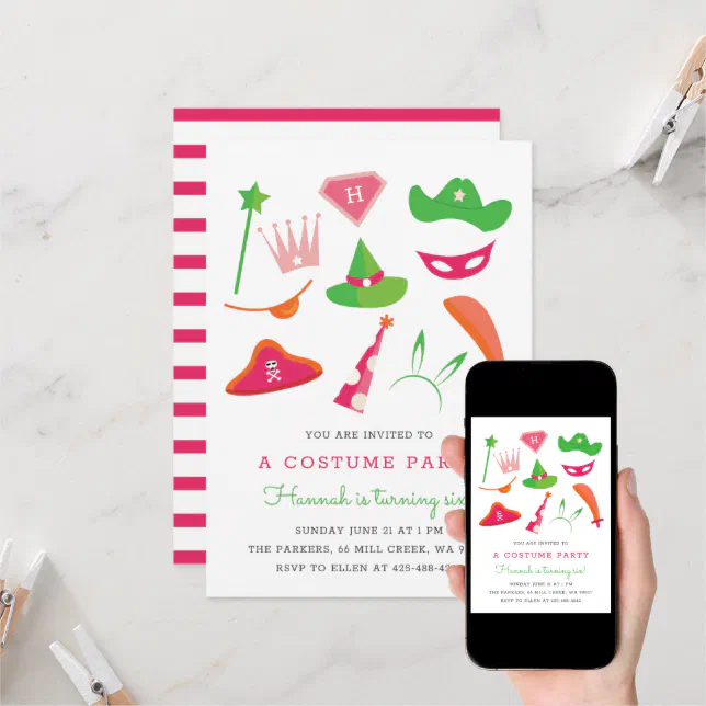 Costume Party Kids birthday party summer Invitation | Zazzle