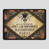 Costume Party Orange Black Spider Cocktail Invite