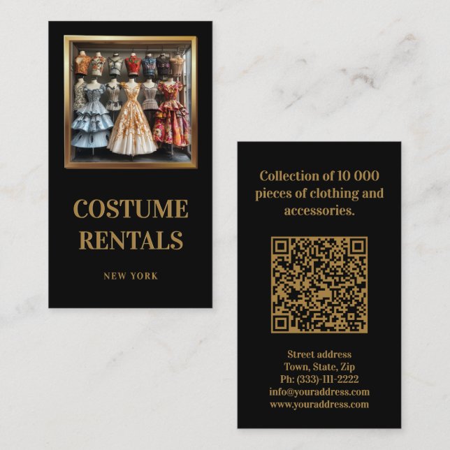 Costume Rental House Master Tailor Classic Black Business Card (Front/Back)