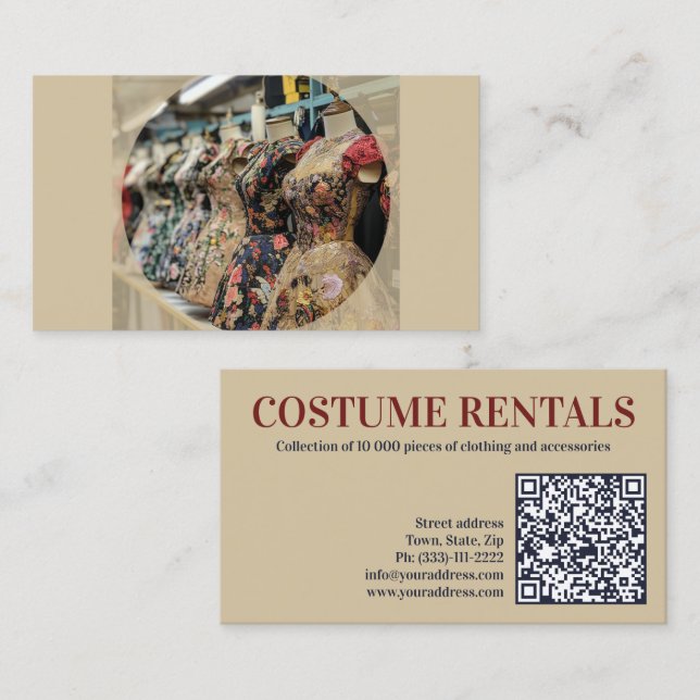 Costume Rental House Master Tailor Classic Black Business Card (Front/Back)