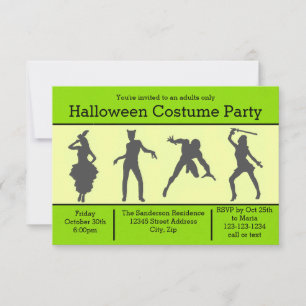 Costume Silhouette Green-3x5Halloween Party Invite