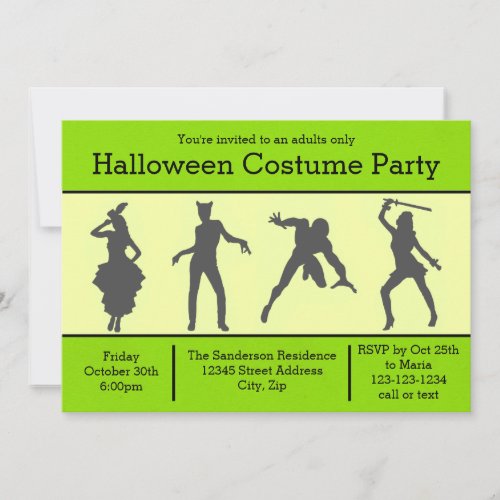 Costume Silhouette Green _ Halloween Party Invite