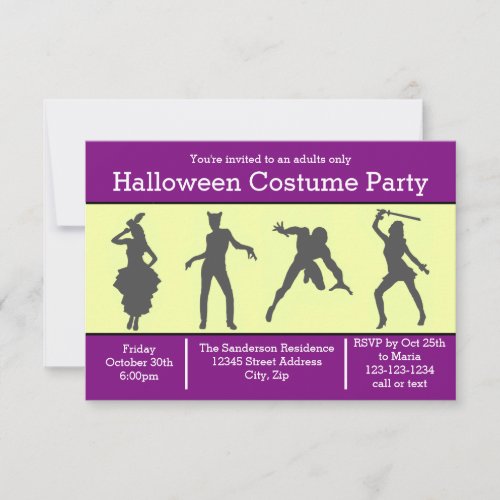Costume Silhouette Purple _ 3x5 Party Invite