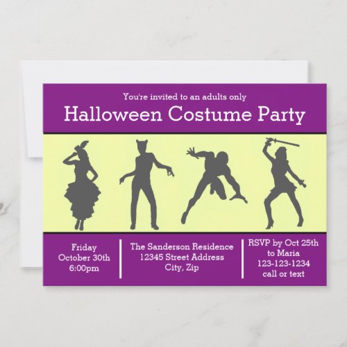 Costume Silhouette Purple _ Halloween Party Invite