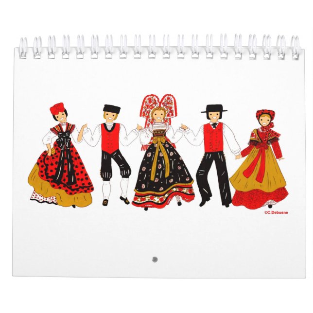 Costume traditionnel d'Alsace, France Calendar (Back)