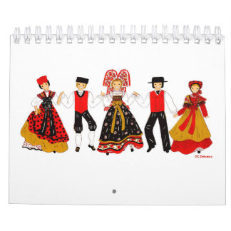 Costume traditionnel d'Alsace, France Calendar