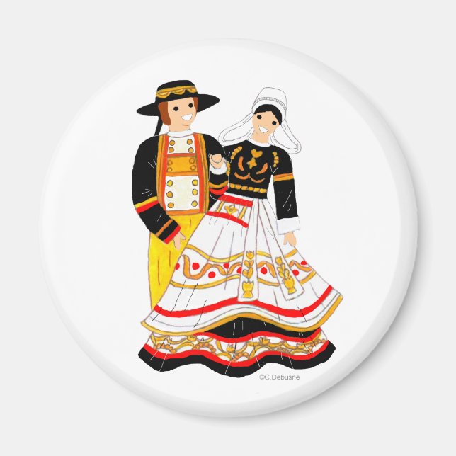 Costume traditionnel de Bretagne, France Magnet (Front)
