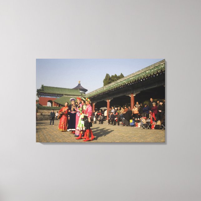 Costumed amateur folk dancers entertain canvas print (Front)