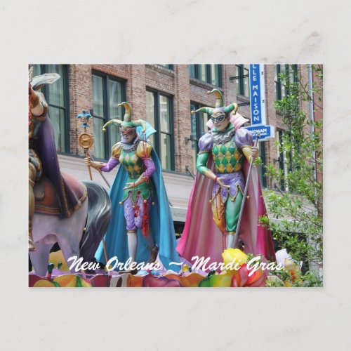 Costumed by Mardi Gras Parade Figures Postcard