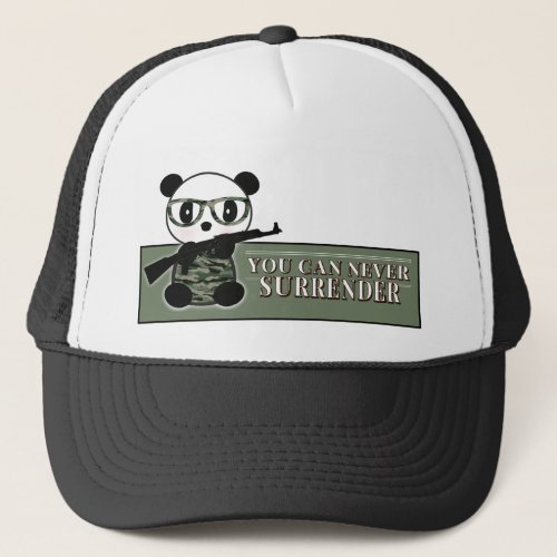 Costumed Camo Panda Bear _ Military Panda Bear Trucker Hat