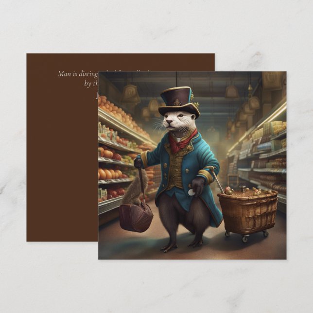 Costumed Otter at the Supermarket SqGC Holiday Card (Front/Back)
