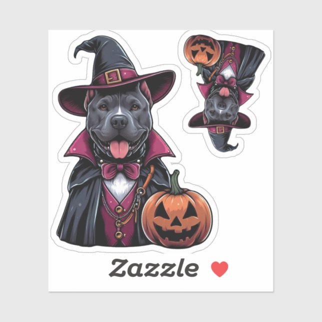 Costumed Pitbull Halloween Sticker (Sheet)