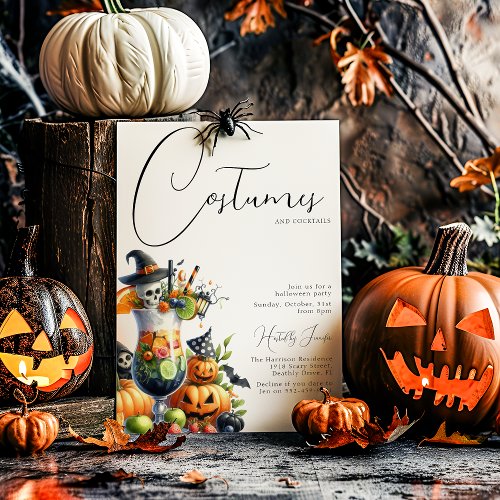 Costumes And Cocktails Adult Halloween Party Invitation