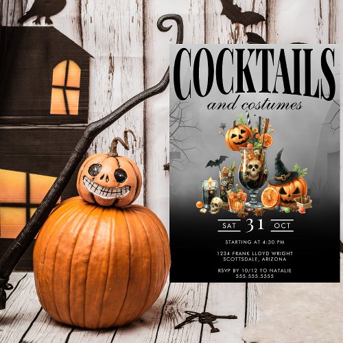 Costumes And Cocktails Adult Halloween Party Invitation