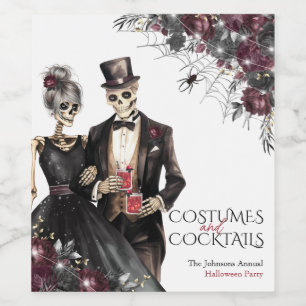 Costumes and Cocktails Adult Halloween Party Wine Label