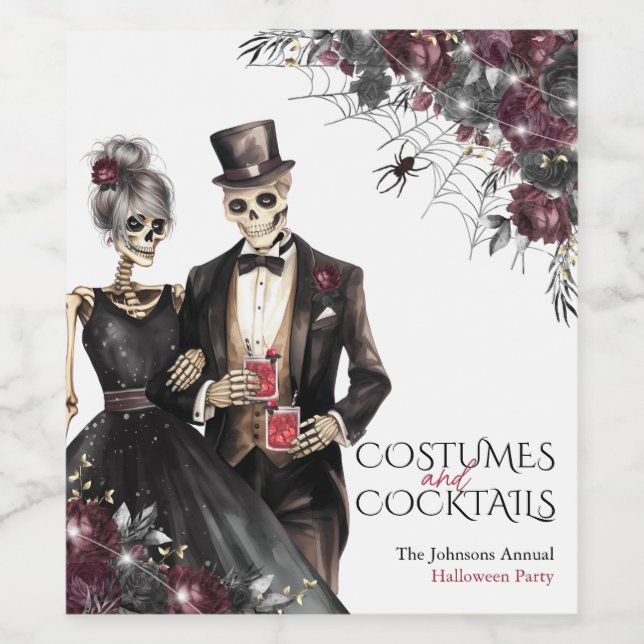 Costumes and Cocktails Adult Halloween Party Wine Label (Single Label)