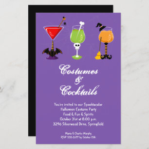 Costumes and Cocktails Budget Halloween Invitation