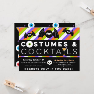 Costumes and Cocktails eyeballs drinks bats Invitation