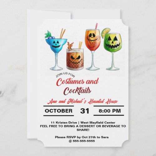 Costumes And Cocktails Halloween Invitation