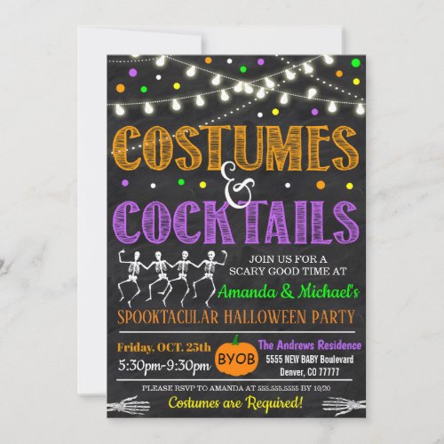 Costumes And Cocktails Halloween Invitation