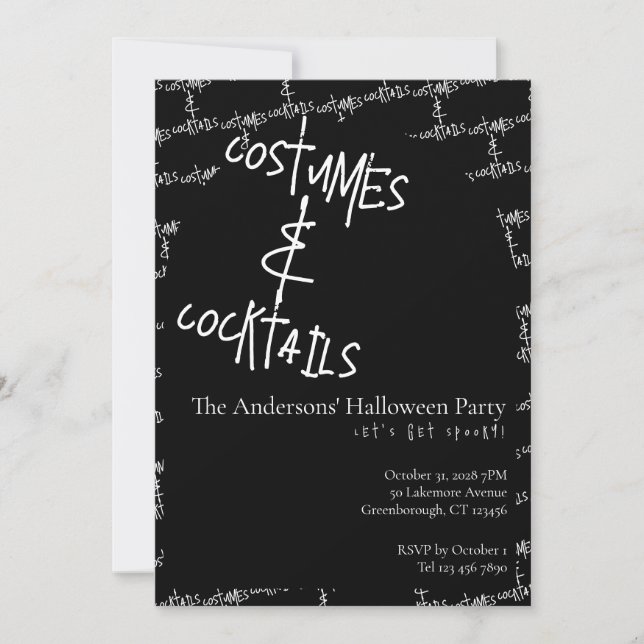 Costumes and Cocktails Halloween Invitation (Front)