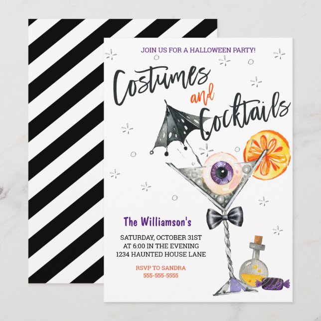 Costumes and Cocktails Halloween  Invitation (Front/Back)