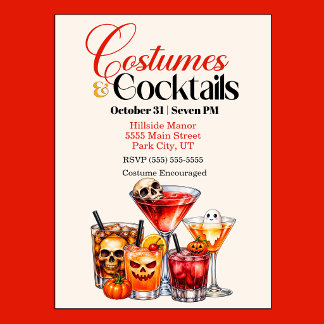 Costumes and Cocktails Halloween Party Invitation