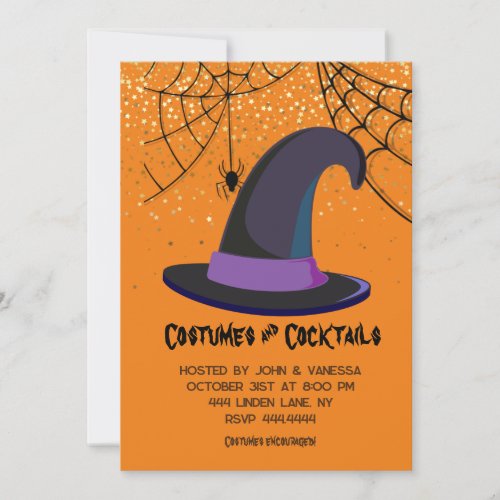 Costumes and Cocktails Halloween Witch Invitation