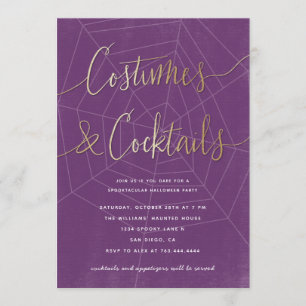 Costumes and Cocktails Modern Halloween Party Invitation
