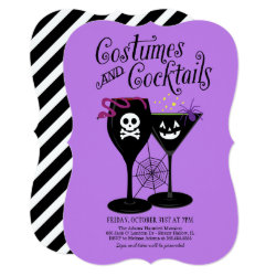 Costumes and Cocktails | Purple Halloween Party Invitation