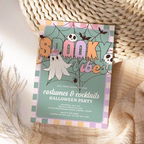 Costumes and Cocktails Retro Halloween Party Invitation